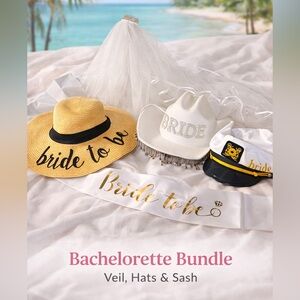 Bachelorette Bride Bundle – Veil, Hats, Sunglasses & “Bride to Be” Sash